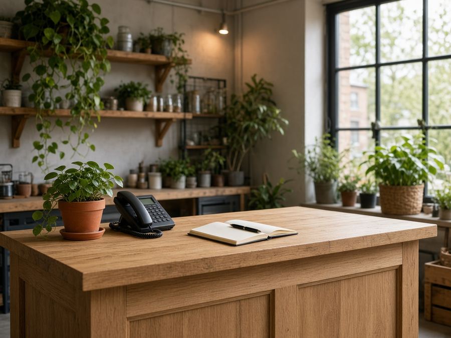 Contact desk at Inclined Part Atelier in Leeds